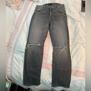 Mother denim black light wash skinny jeans